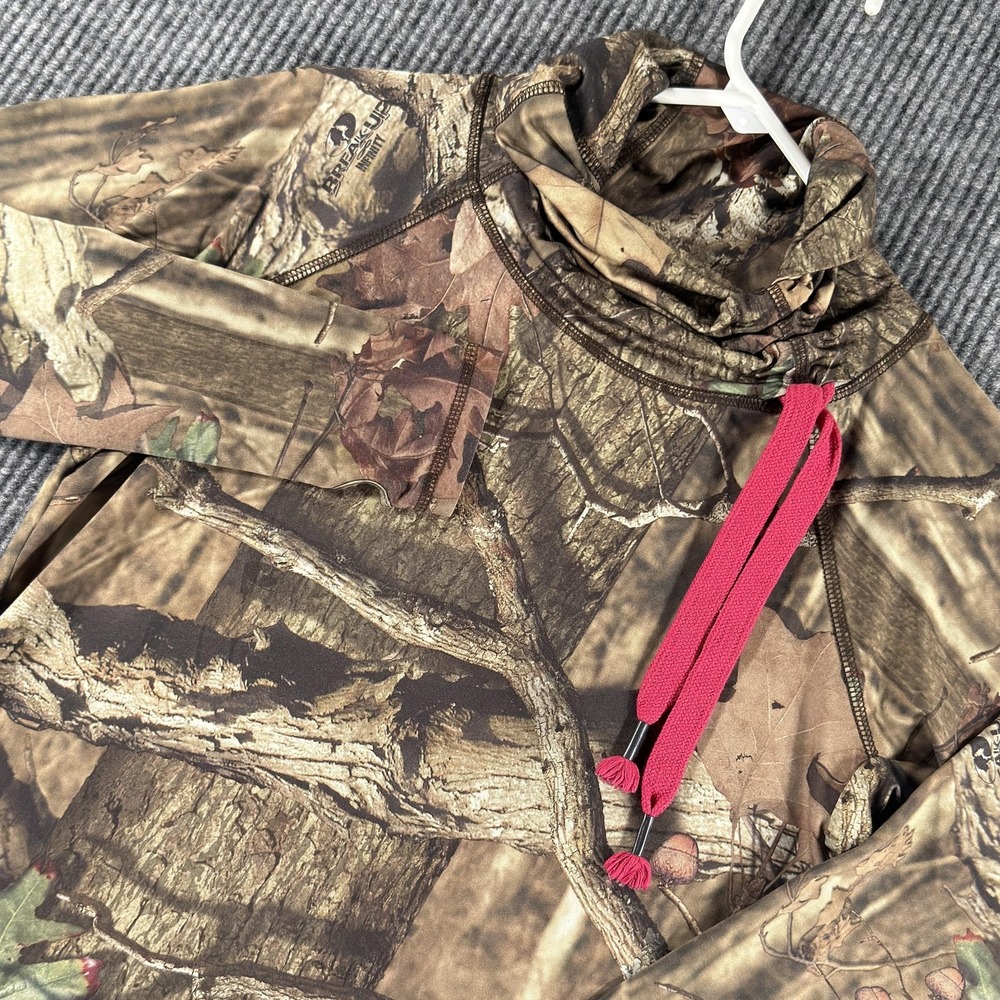 Mossy Oak Shirt Womens Medium Brown Break-Up Infinity Camo Cowl Neck Long Sleeve